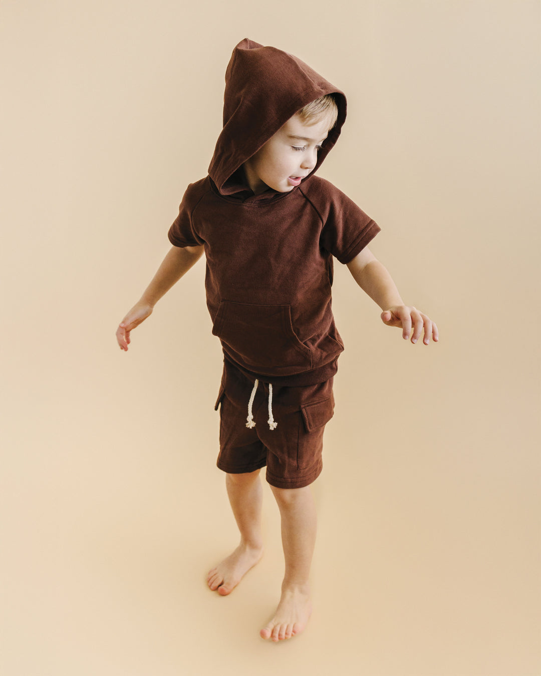 Terry Cargo Shorts Set | Chocolate