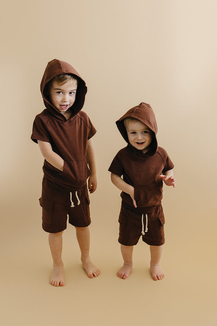 Terry Cargo Shorts Set | Chocolate