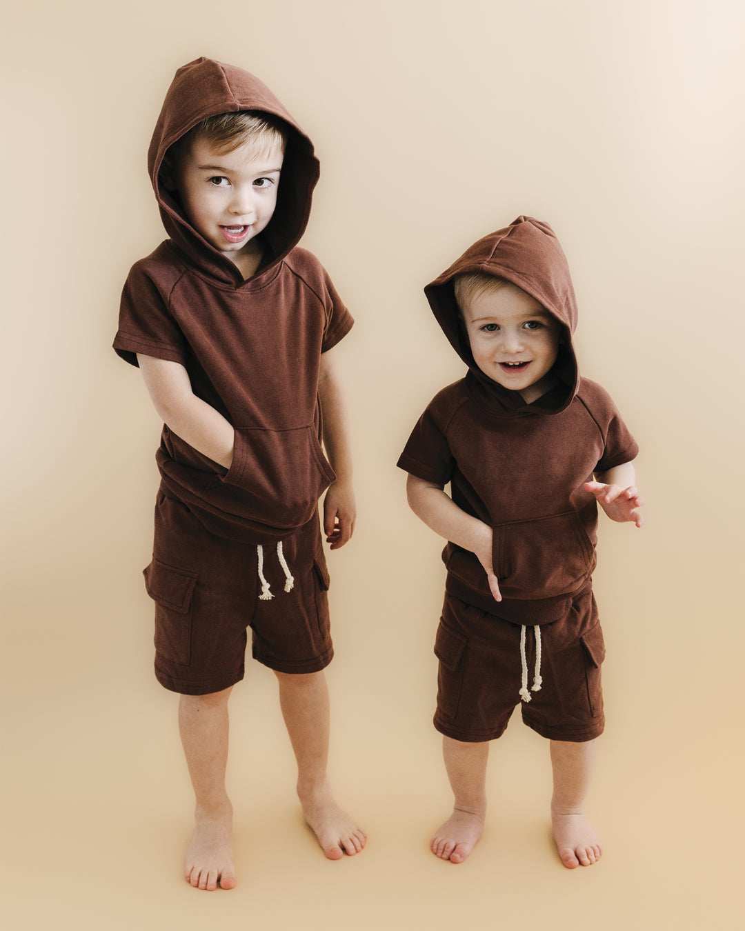 Terry Cargo Shorts Set | Chocolate