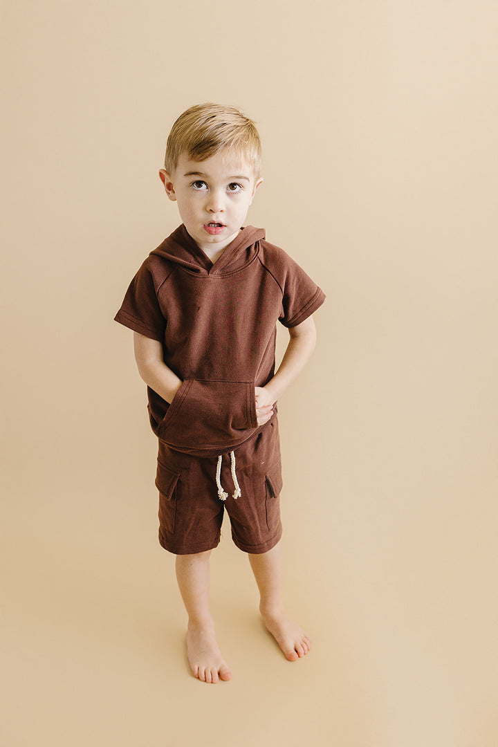 Terry Cargo Shorts Set | Chocolate