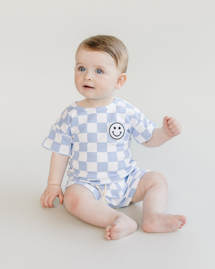 Checkered Shorts Set | Blue