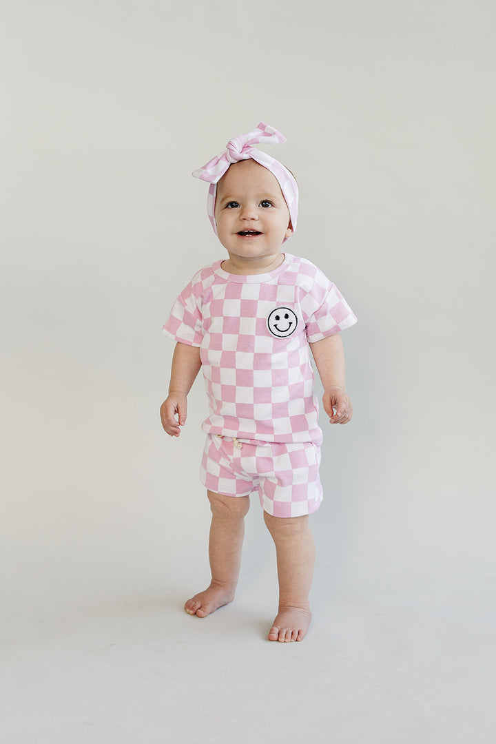 Checkered Shorts Set | Pink