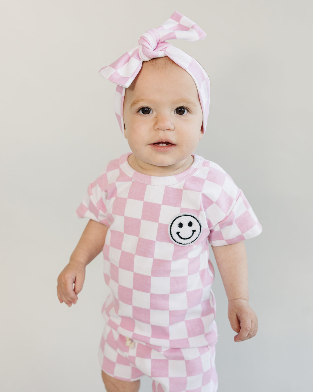 Checkered Shorts Set | Pink