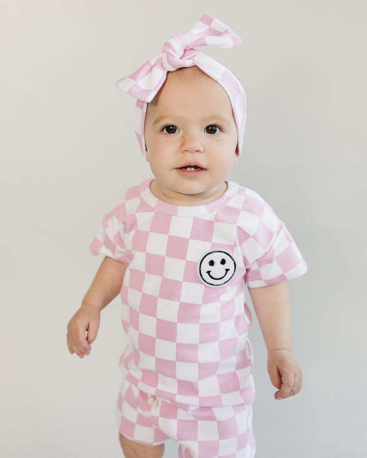 Checkered Shorts Set | Pink