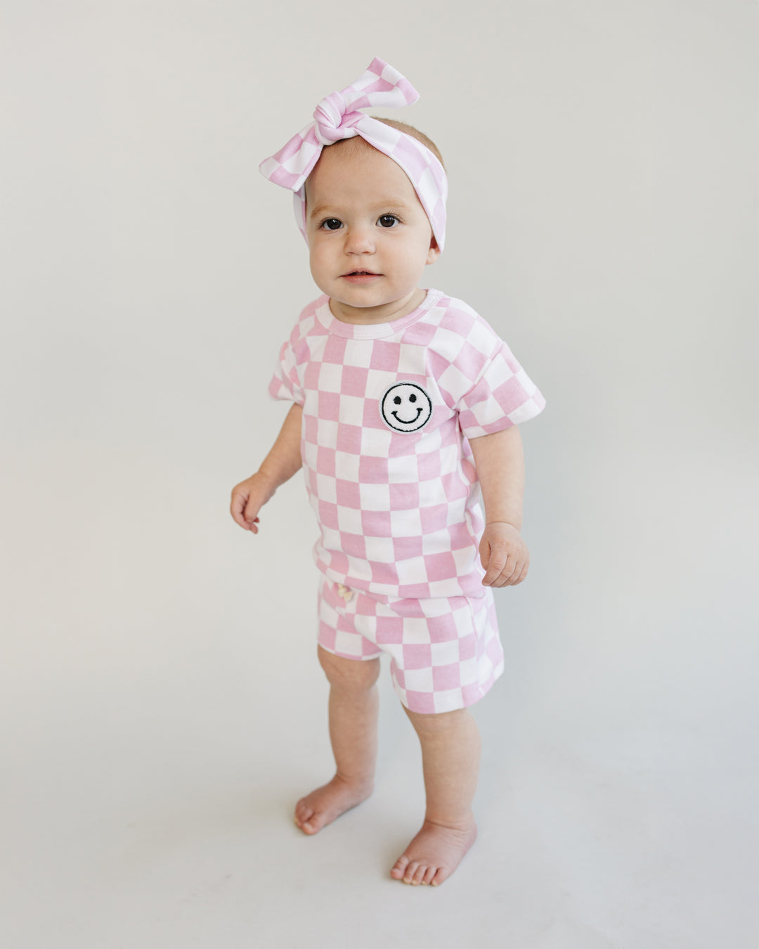 Checkered Shorts Set | Pink