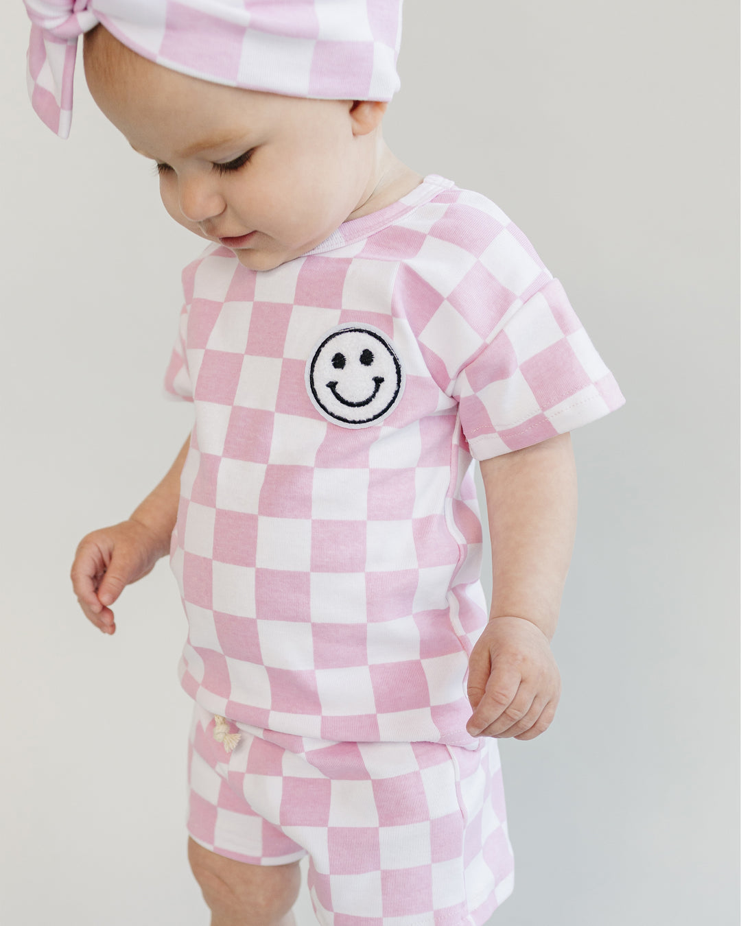 Checkered Shorts Set | Pink