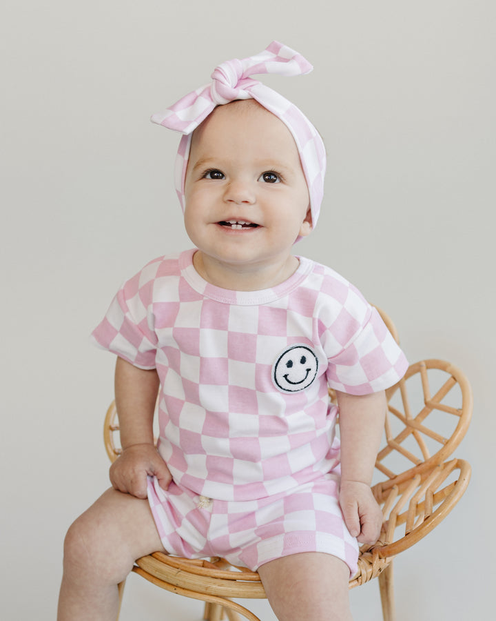 Checkered Shorts Set | Pink