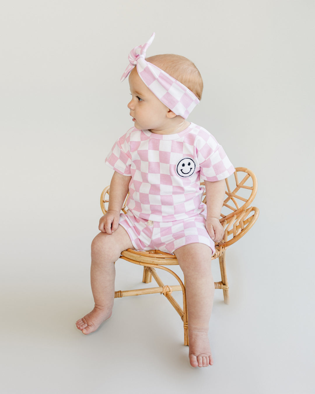 Checkered Shorts Set | Pink