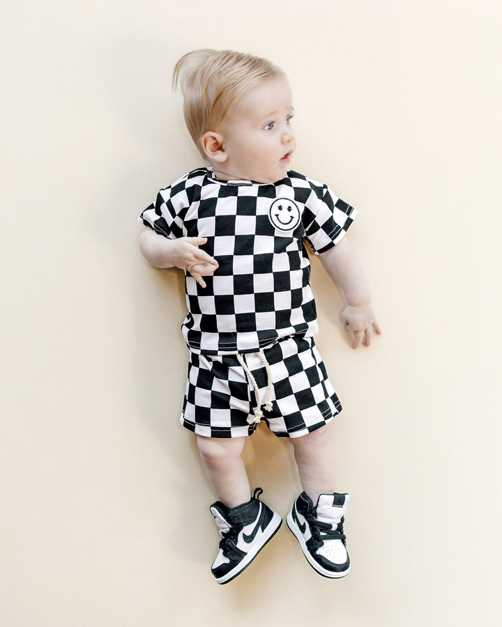 Checkered Shorts Set | Black