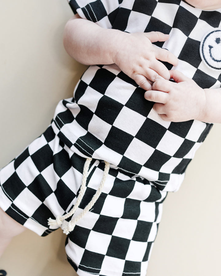 Checkered Shorts Set | Black