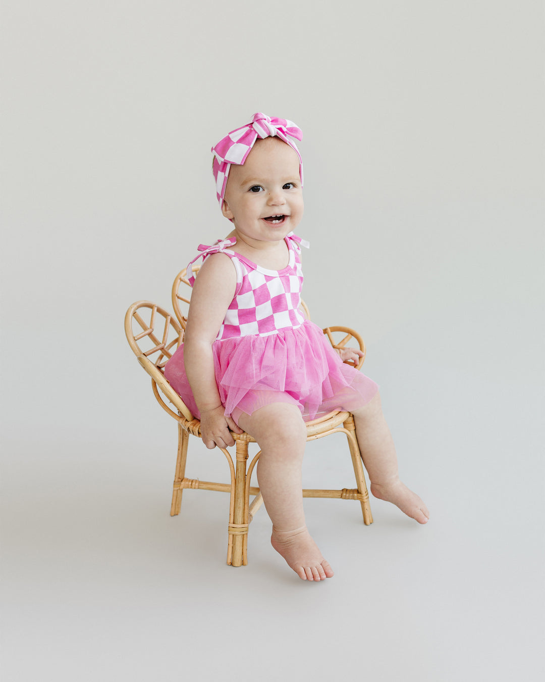 Tutu Romper | Checkered Bubble Gum