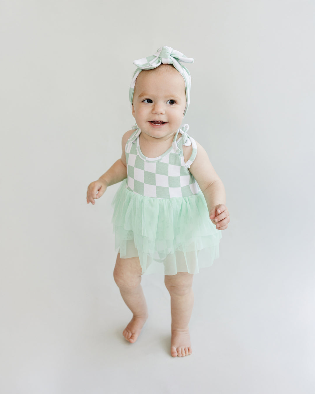 Tutu Romper | Checkered Mint