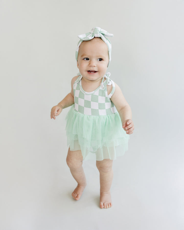 Tutu Romper | Checkered Mint