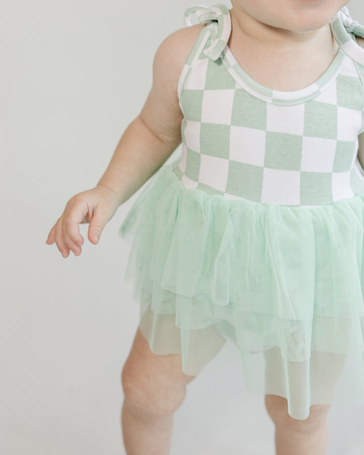 Tutu Romper | Checkered Mint