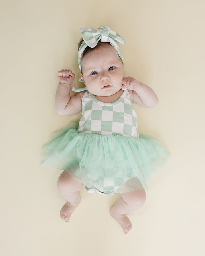 Tutu Romper | Checkered Mint