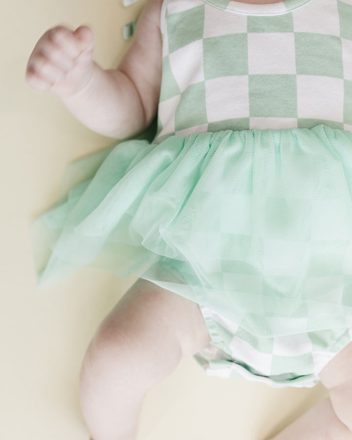 Tutu Romper | Checkered Mint