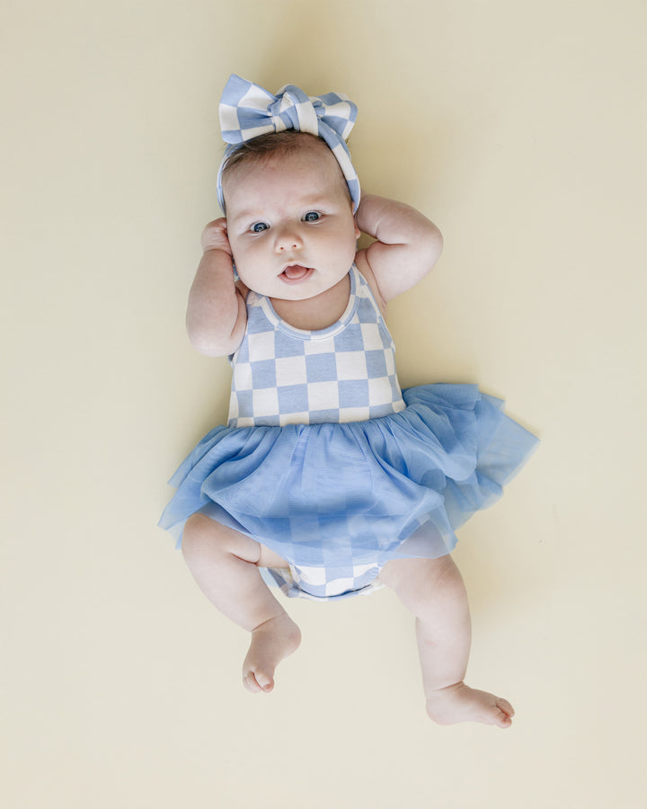 Tutu Romper | Checkered Blue