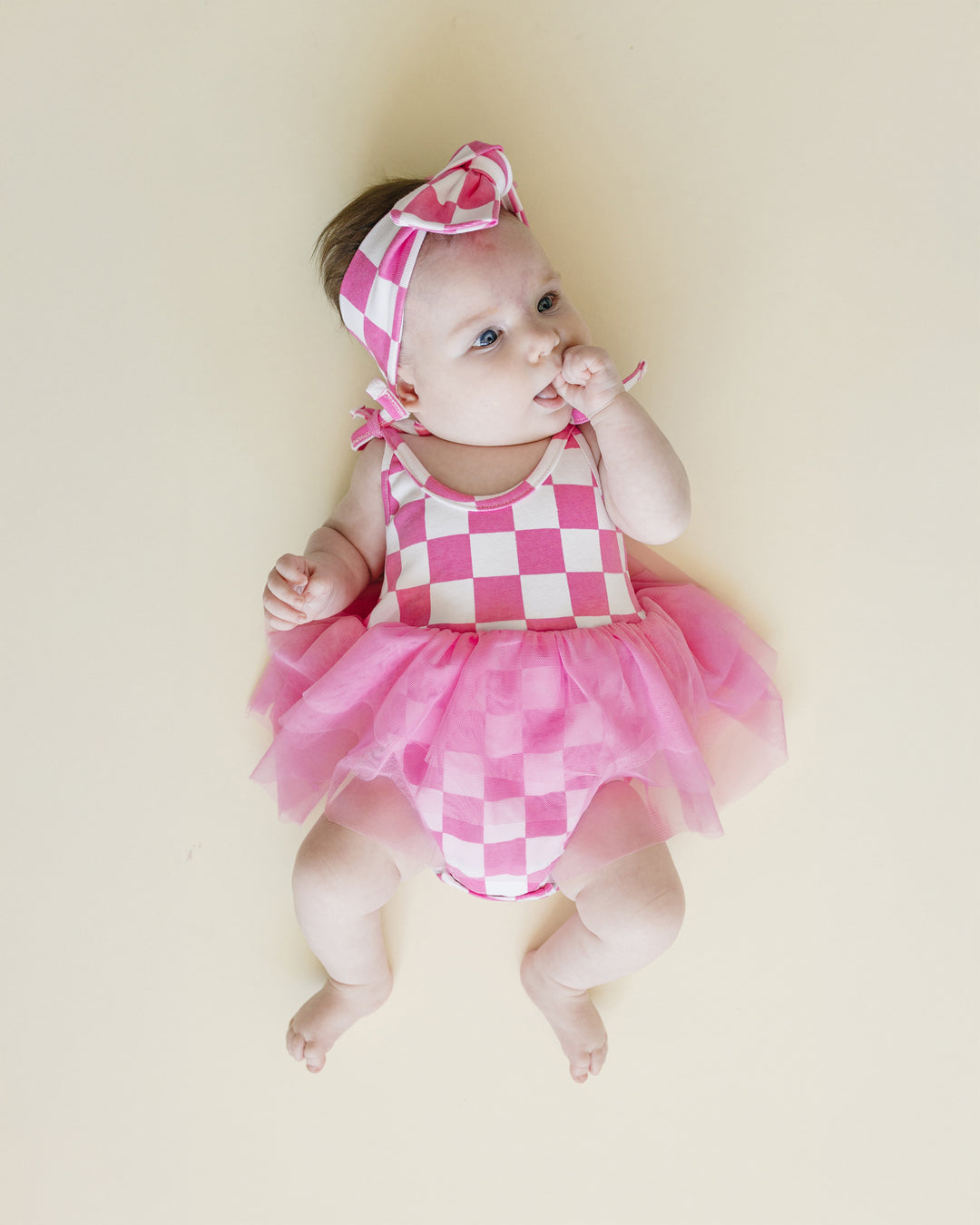 Tutu Romper | Checkered Bubble Gum