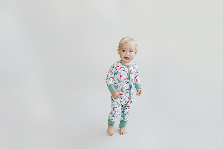 Bamboo Zip Romper | Checkered Santa