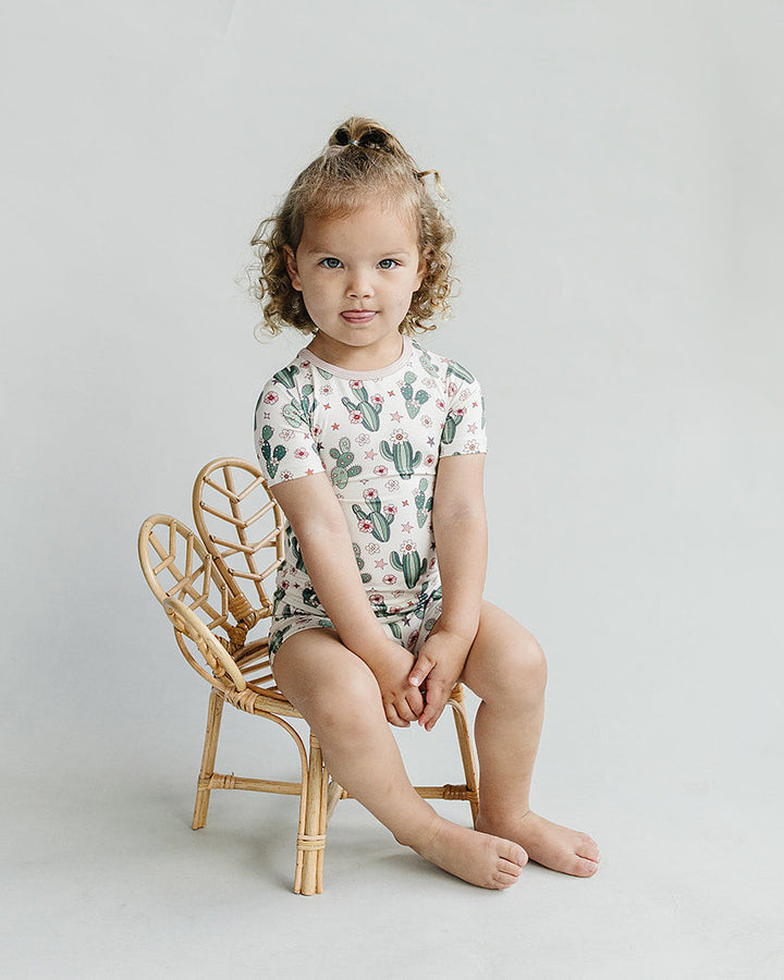 Bamboo Two Piece Shorts Set | Cactus Flowers