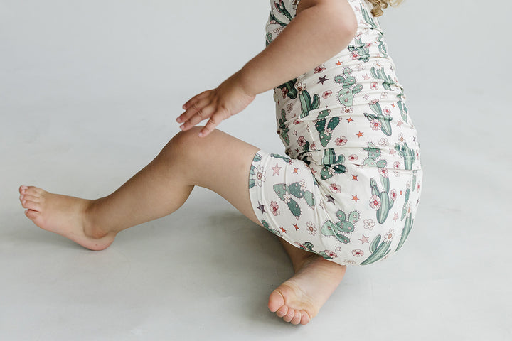 Bamboo Two Piece Shorts Set | Cactus Flowers