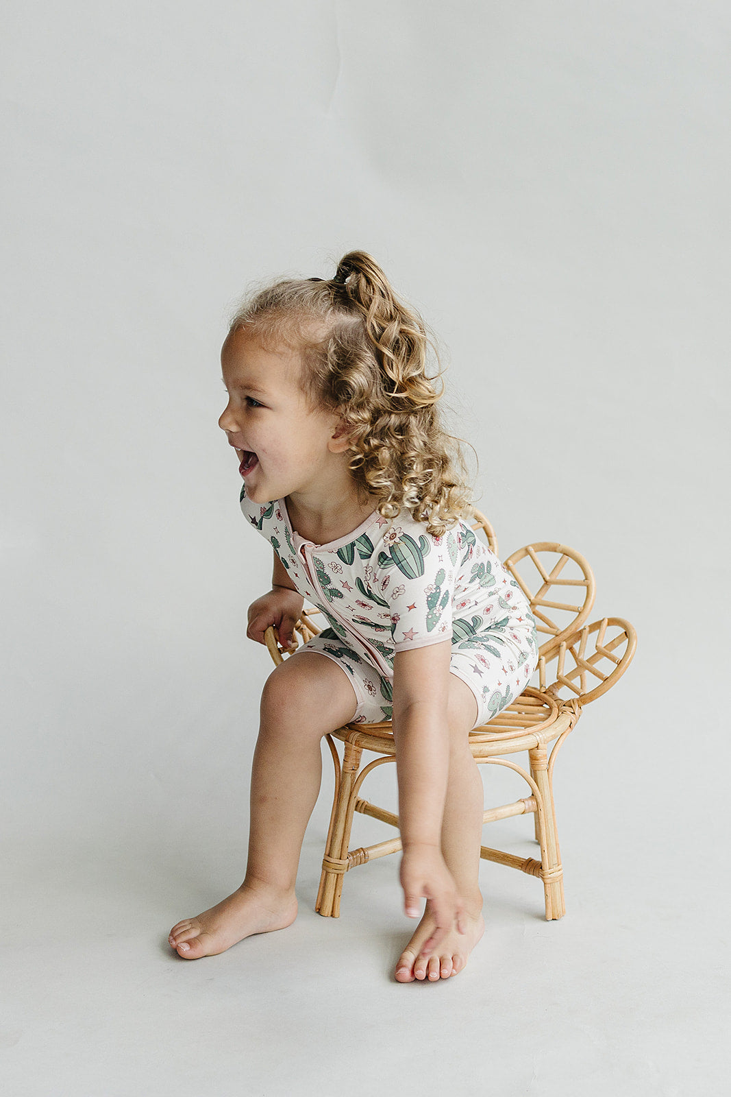 Bamboo Shorty Romper | Cactus Flowers