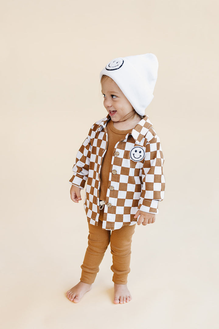 Cotton Shacket | Smiley Checkered Copper
