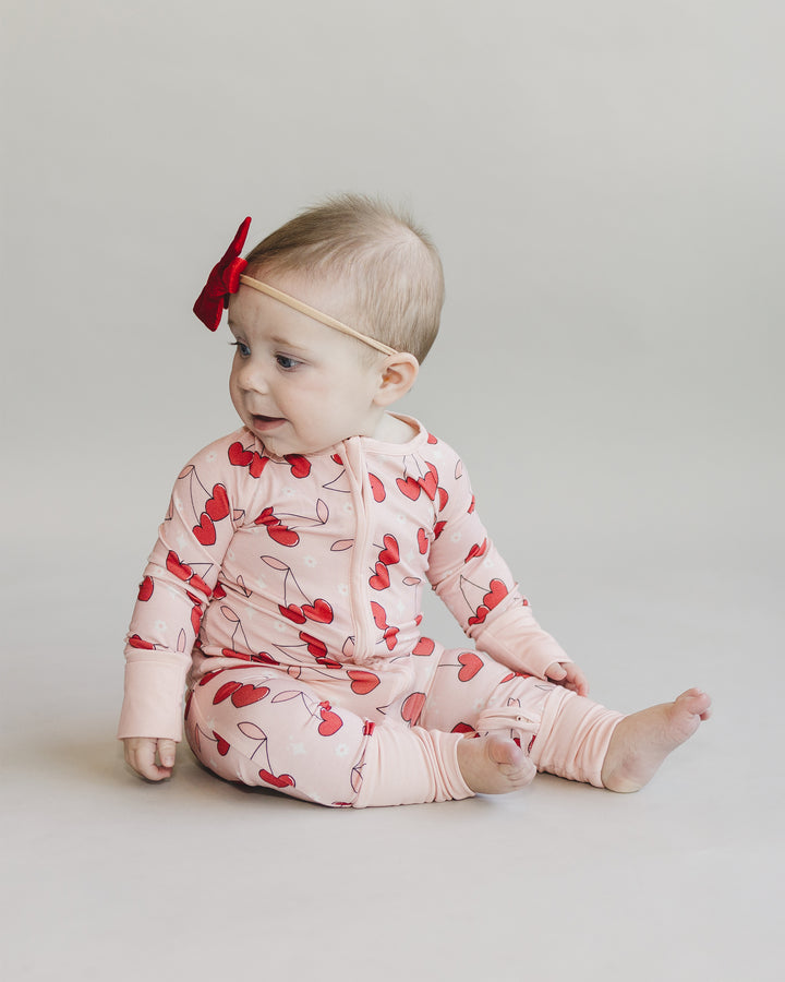 Bamboo Zip Romper | Cherry Heart