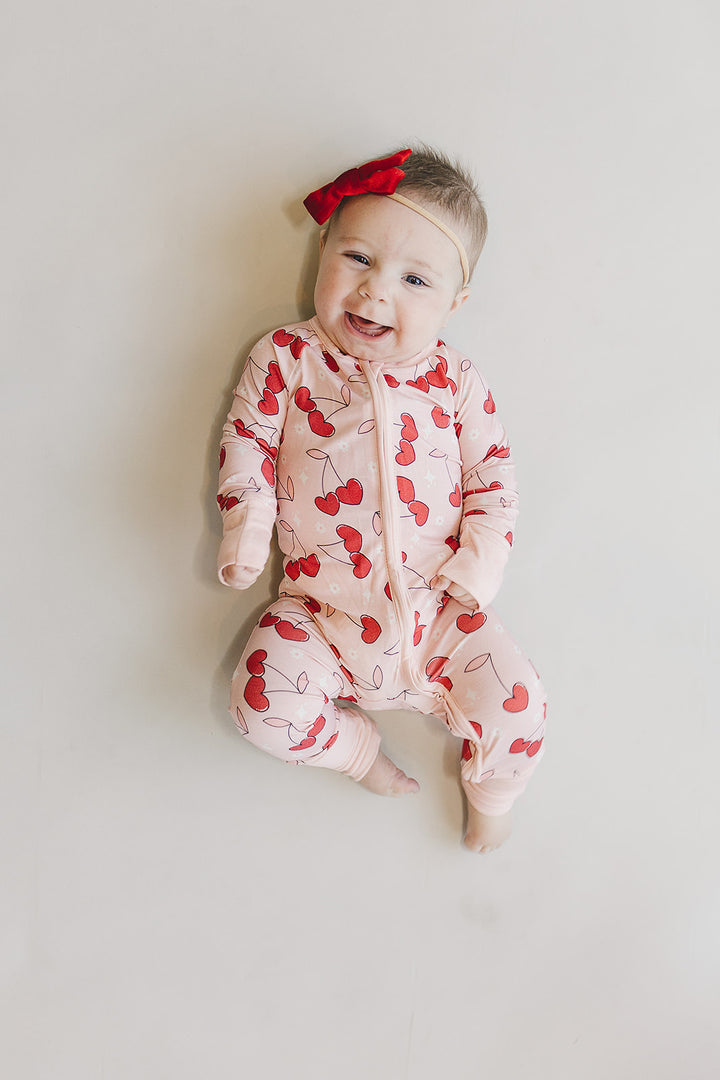 Bamboo Zip Romper | Cherry Heart