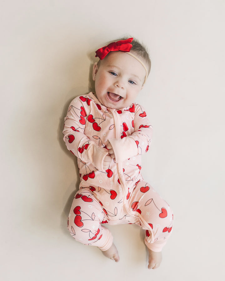 Bamboo Zip Romper | Cherry Heart