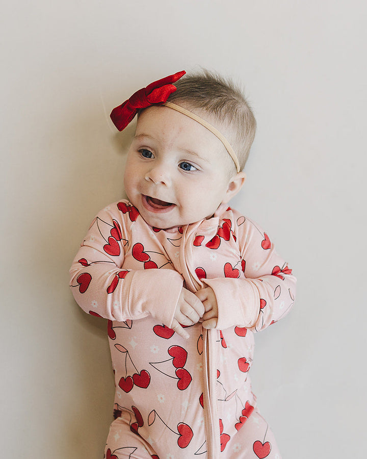 Bamboo Zip Romper | Cherry Heart