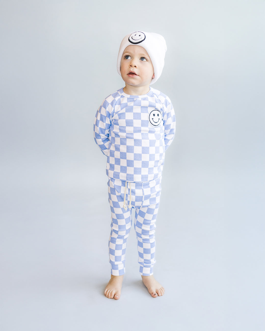 Checkered Smiley Lounge Set | Blue