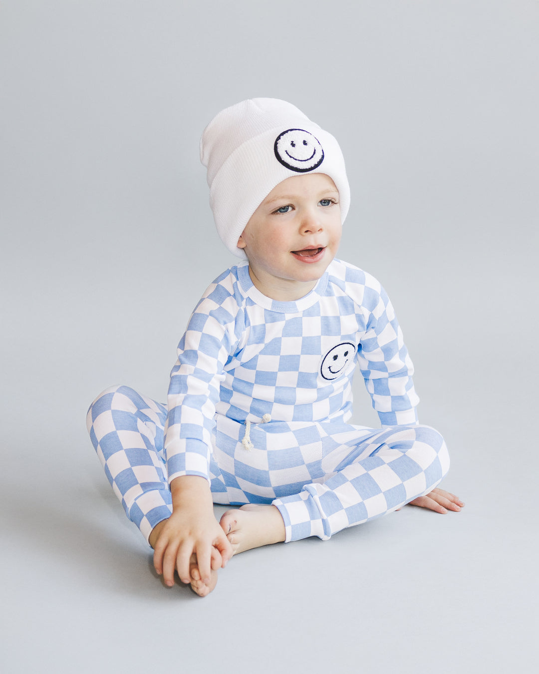 Checkered Smiley Lounge Set | Blue