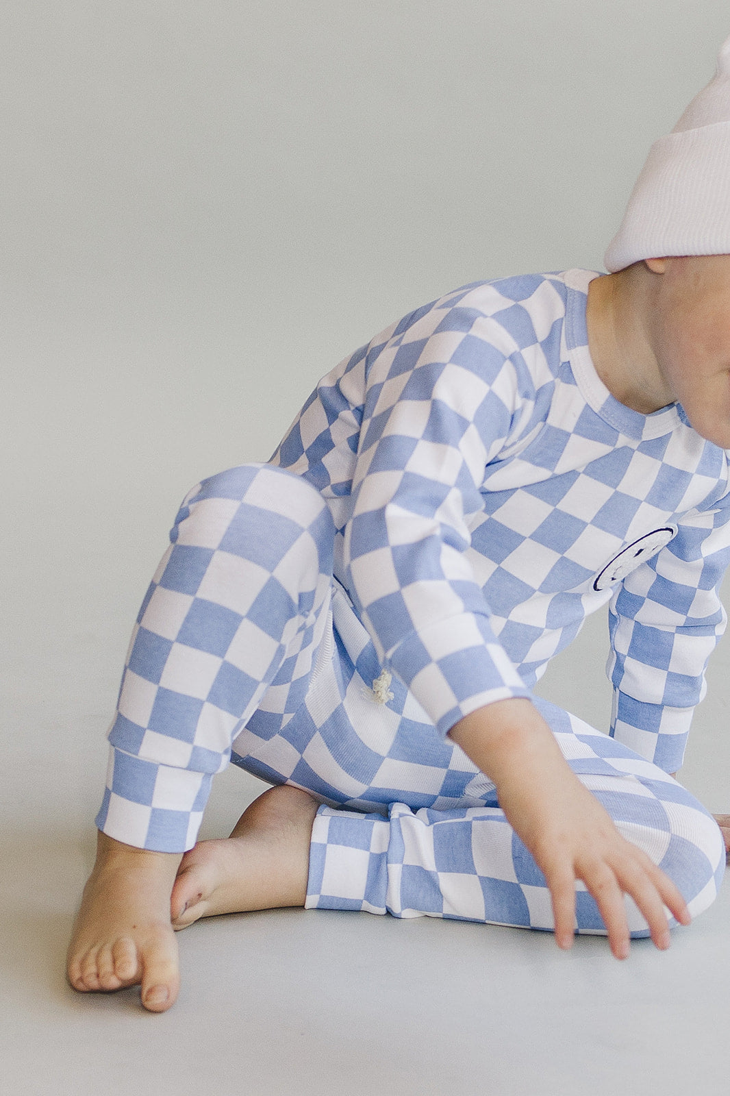 Checkered Smiley Lounge Set | Blue