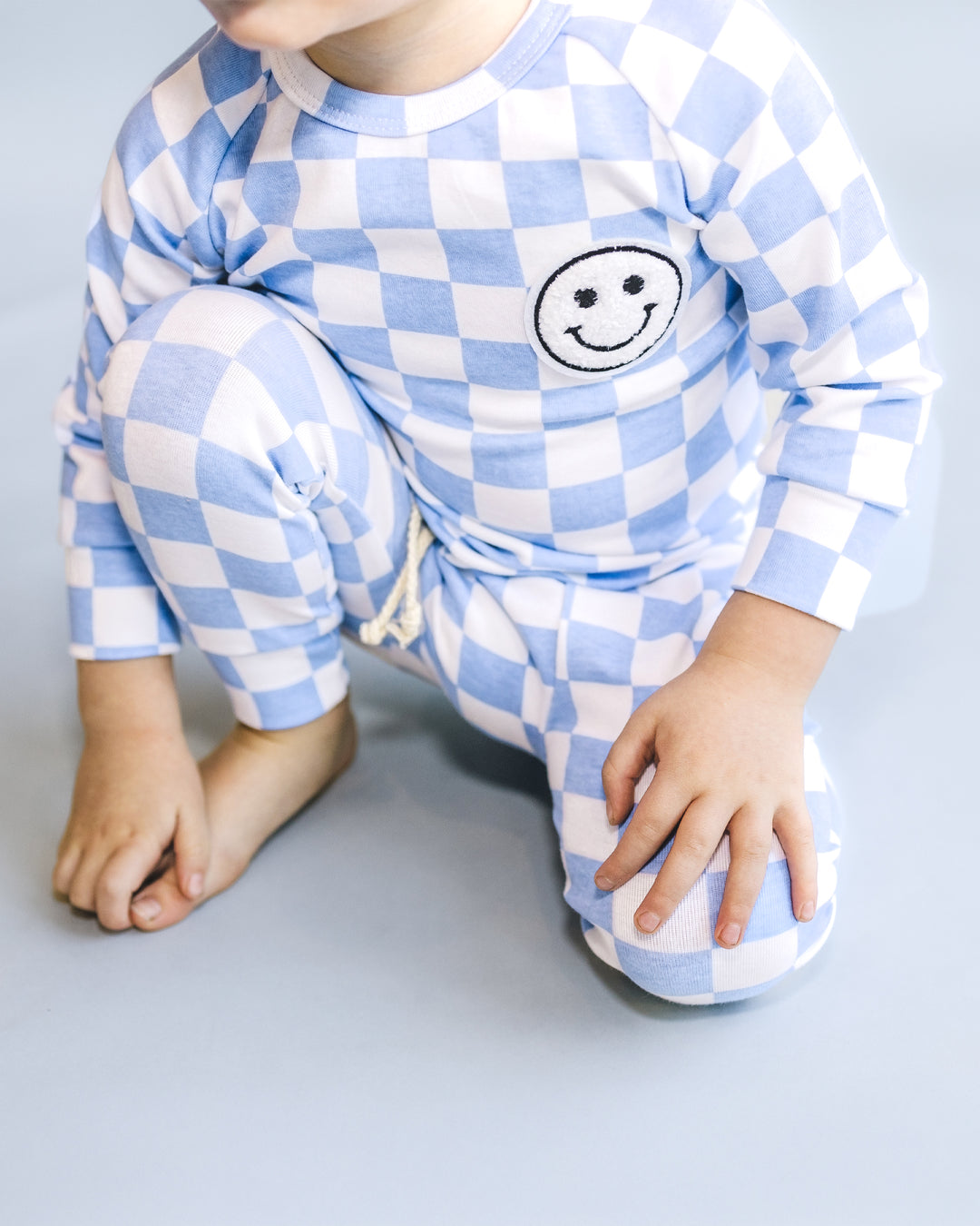 Checkered Smiley Lounge Set | Blue