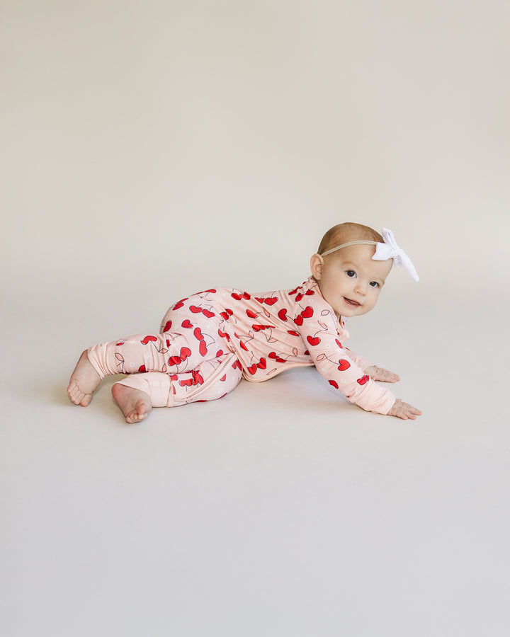 Bamboo Zip Romper | Cherry Heart