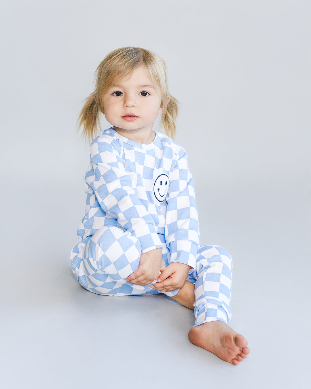 Checkered Smiley Lounge Set | Blue