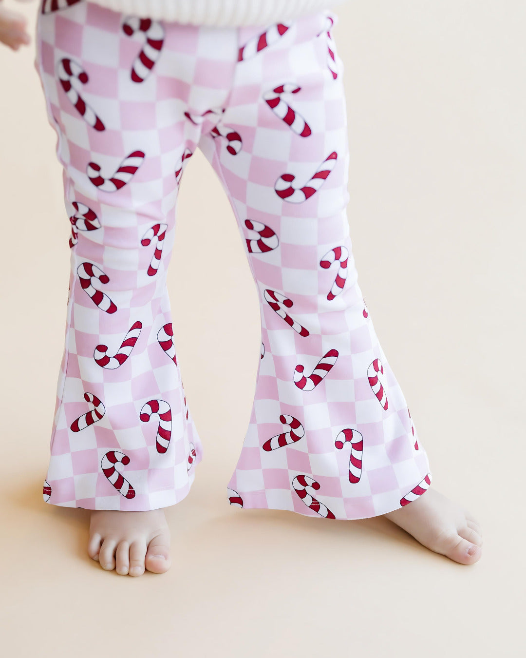 Checkered Candy Cane Flare Pants | Pink