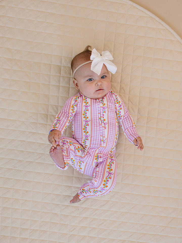 Bamboo Zip Romper | Gingham & Flowers