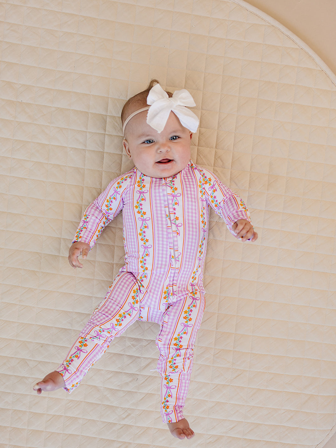 Bamboo Zip Romper | Gingham & Flowers