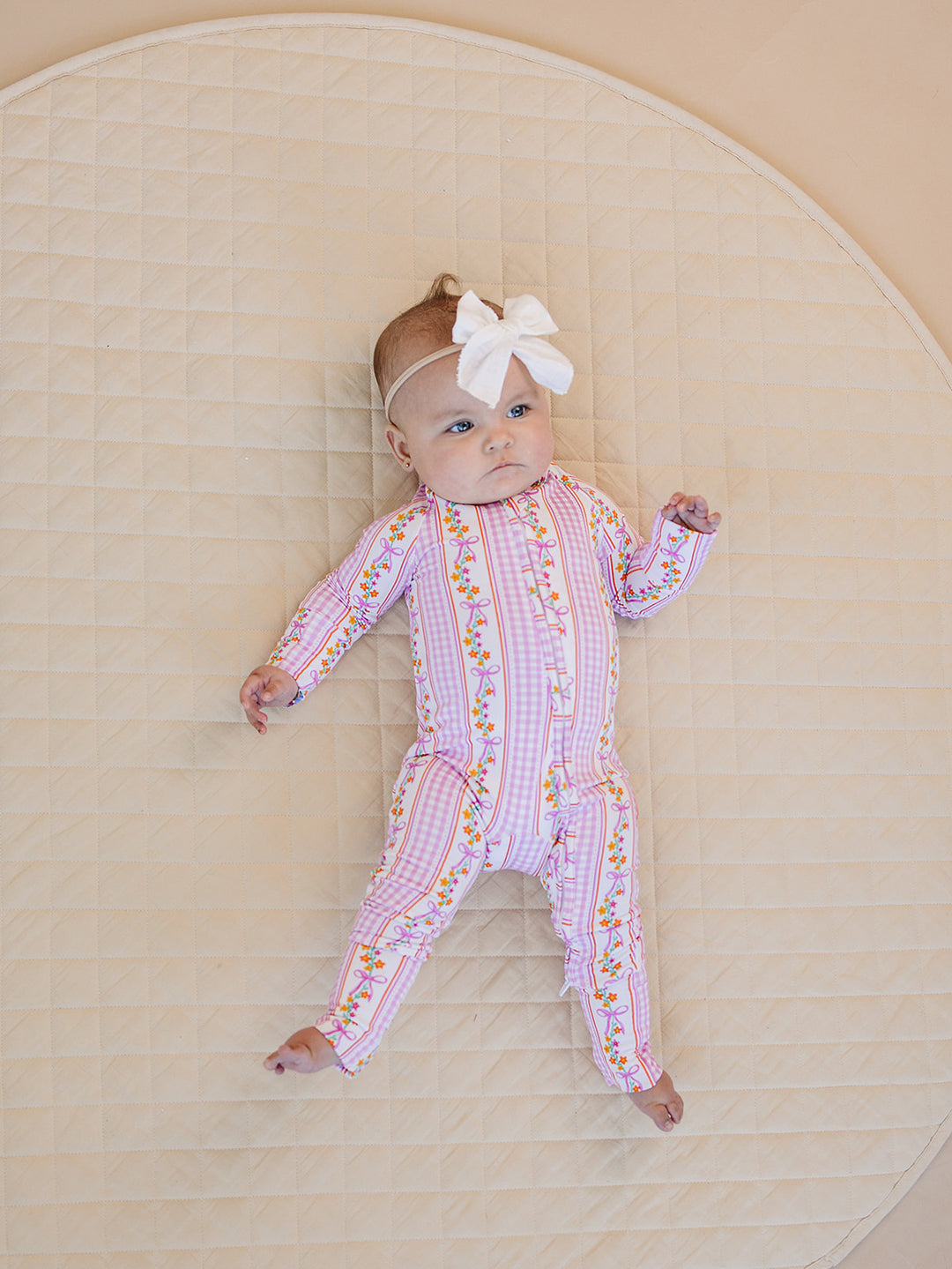 Bamboo Zip Romper | Gingham & Flowers