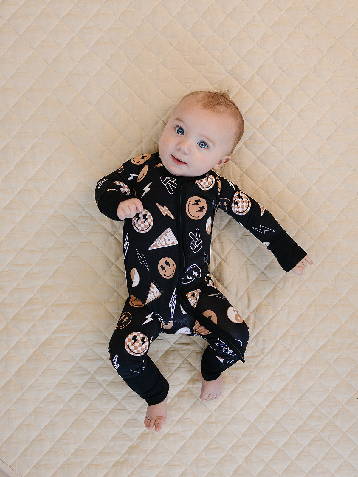(*´∀｀*)★k.  BABA & ZIZI Bamboo Zip Romper | Rad Vibes – LUCKY PANDA KIDS