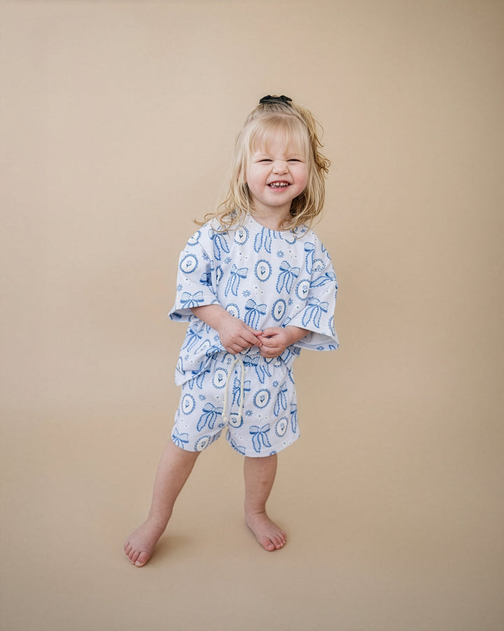 Shorts Set | Blue Bow