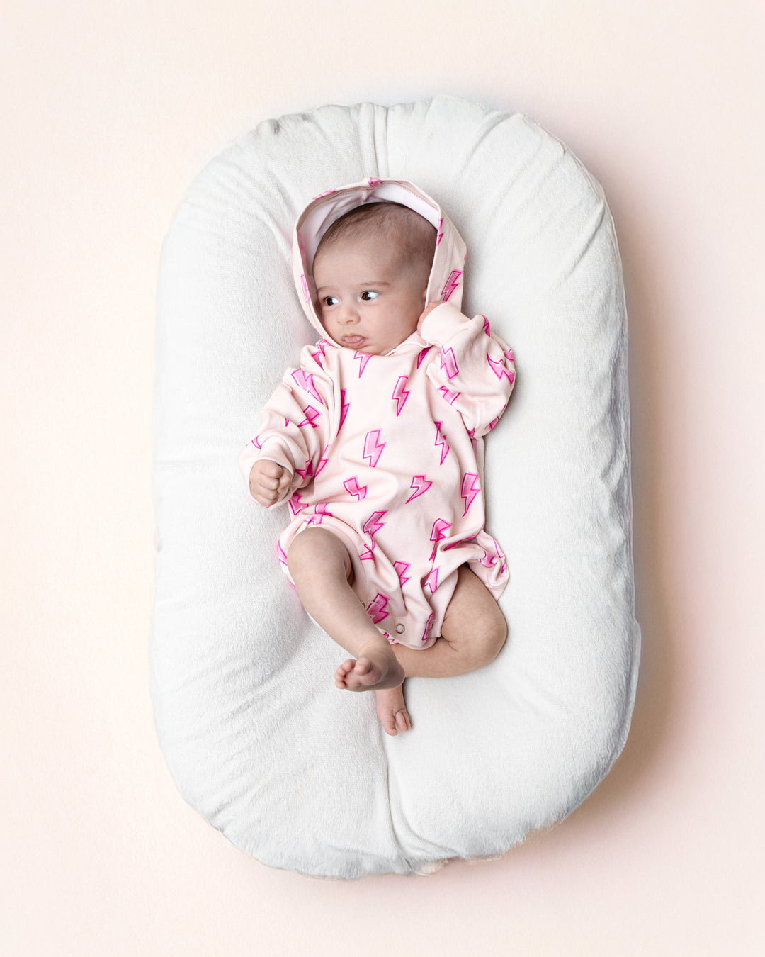 Hooded Bubble Romper | Pink Bolts