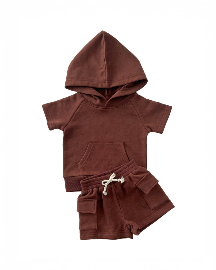 Terry Cargo Shorts Set | Chocolate