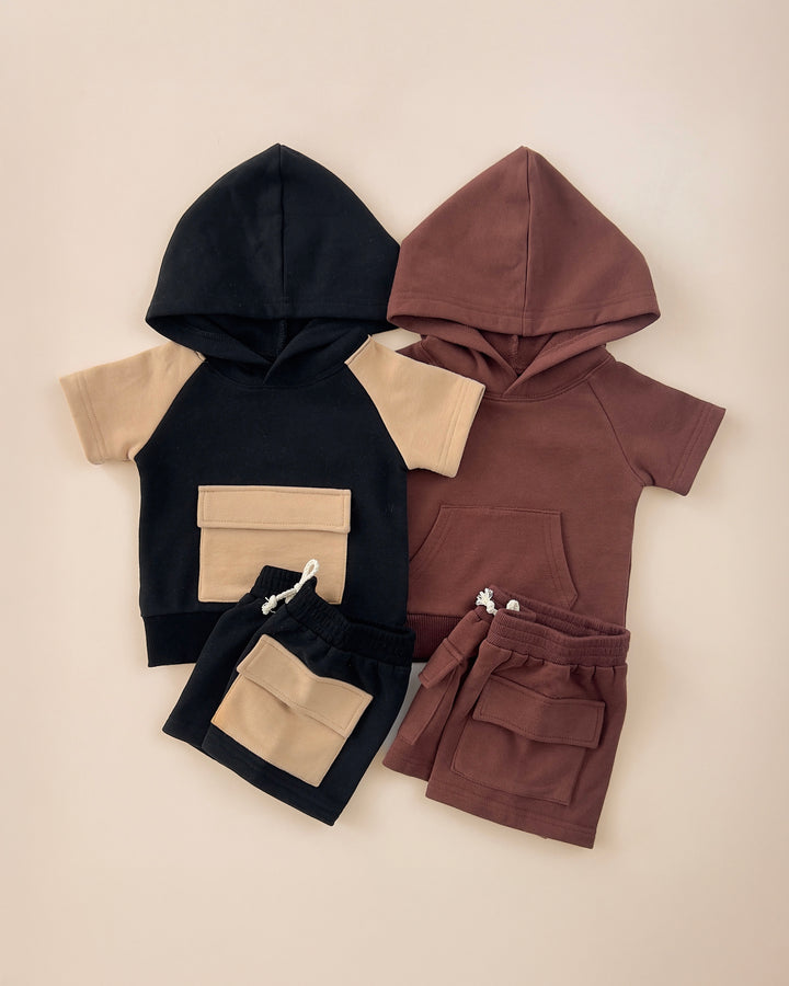 Terry Cargo Shorts Set | Chocolate