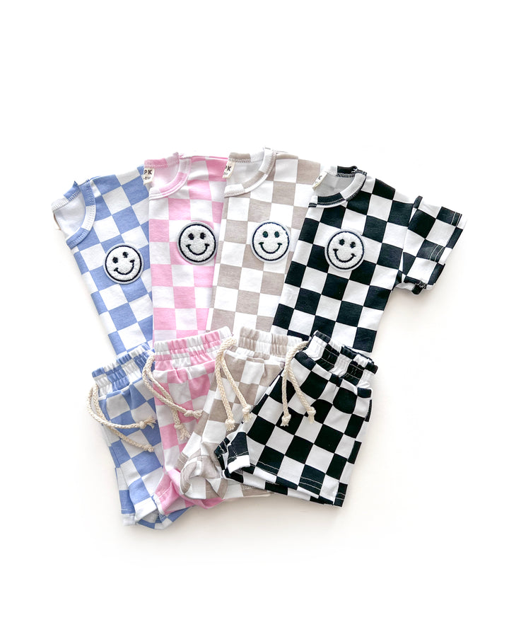 Checkered Shorts Set | Pink