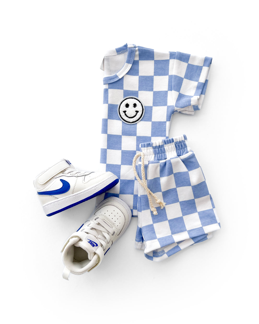 Checkered Shorts Set | Blue