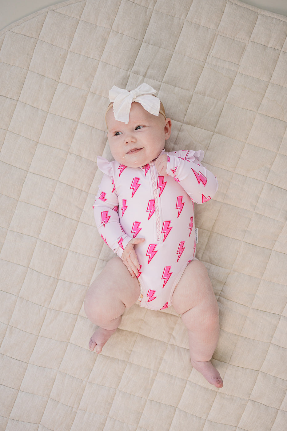 Long Sleeve Rash Guard Swimsuit | Pink Bolts