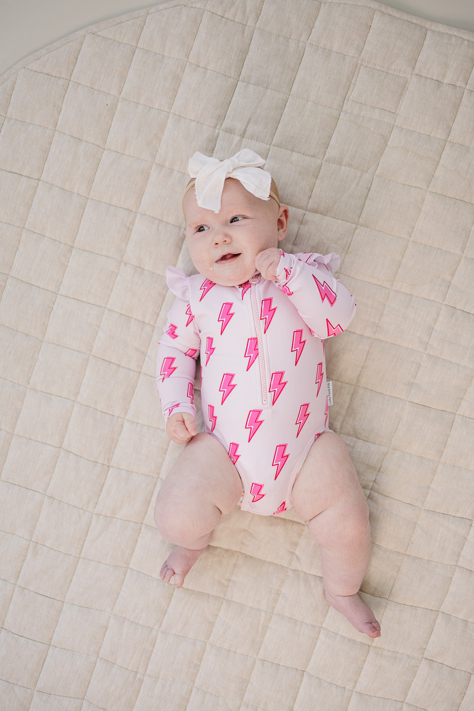 Long Sleeve Rash Guard Swimsuit | Pink Bolts